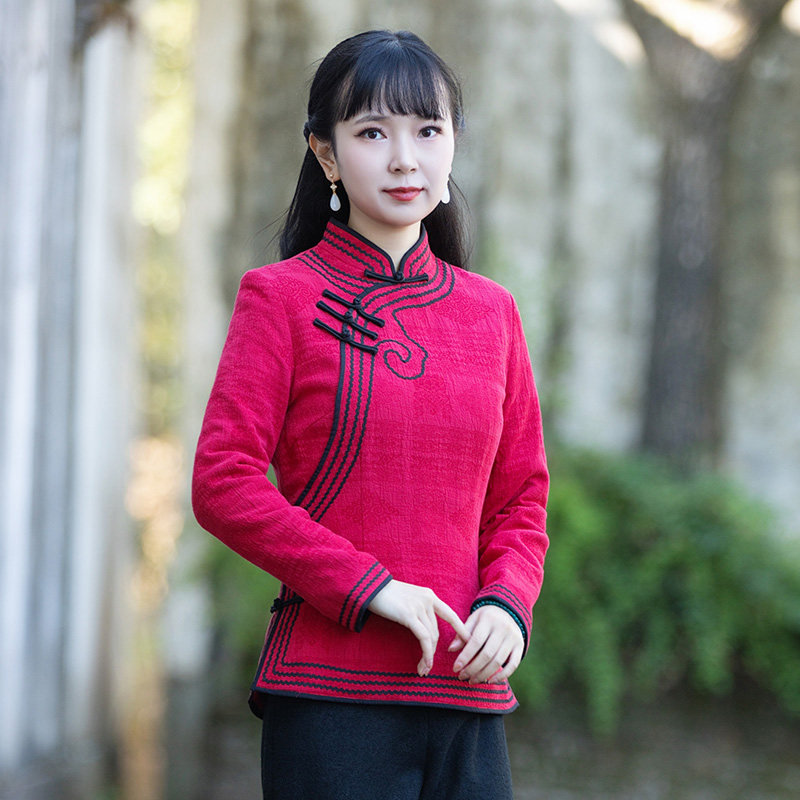 如意风过年唐装女中国风冬季棉袄改良旗袍上衣棉衣加厚中式女装