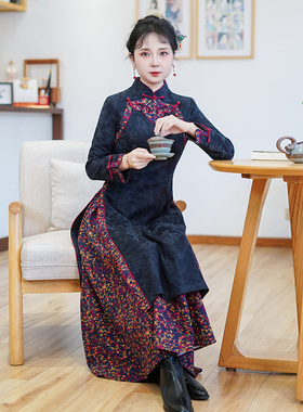 如意风新款优雅气质新中式改良奥黛旗袍修身显瘦旗袍连衣裙26R690
