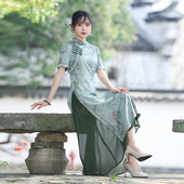 如意风奥黛旗袍中国风连衣裙收腰年轻民国复古气质日常裙子24R007