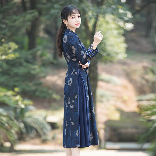 改良旗袍女秋装长袖裙子