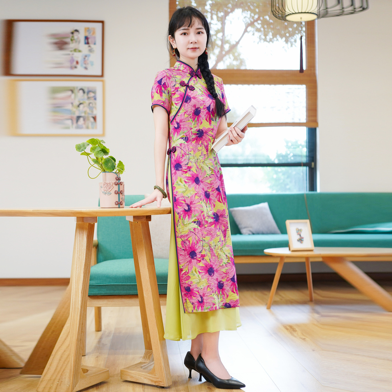 中国日常连衣裙如意风复古旗袍
