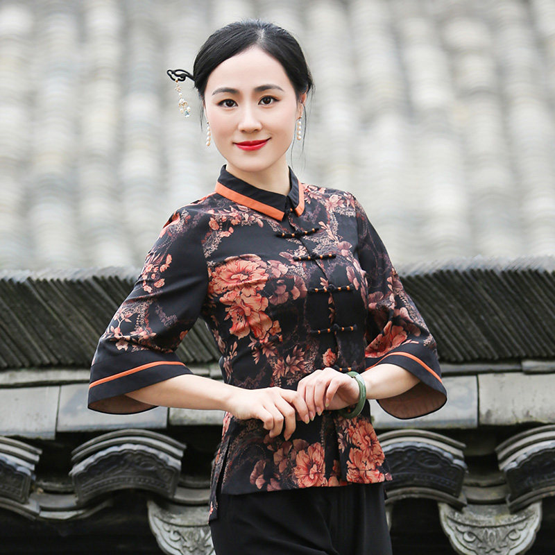 如意风中式女装改良旗袍上衣唐装女中国新款春装修身复古外套