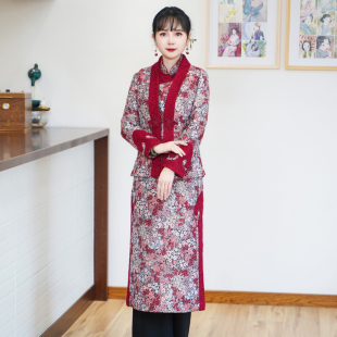 如意风民国风复古唐装改良旗袍冬季新款套装减龄气质两件套23R653