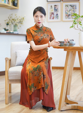 如意风奥黛旗袍中国风连衣裙显瘦年轻民国复古气质日常裙子24R635