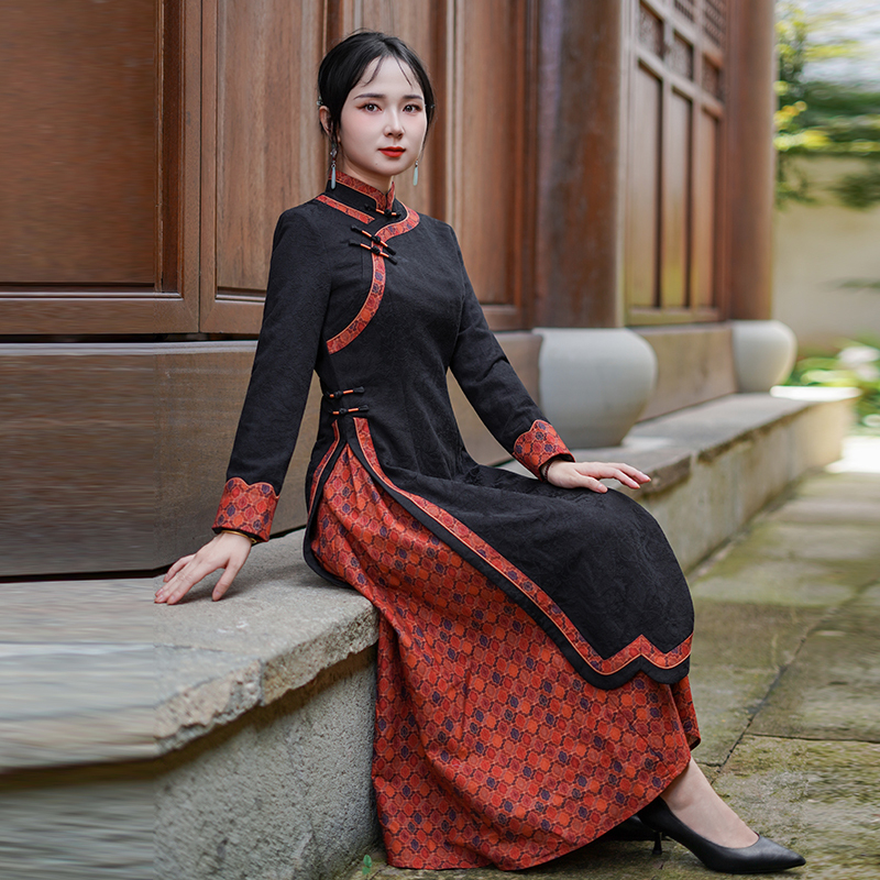 如意风新款国风复古新中式改良旗袍高端大气修身显瘦旗袍女25R649