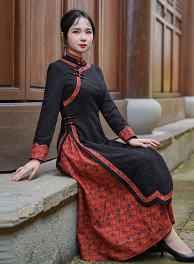 如意风新款国风复古新中式改良旗袍高端大气修身显瘦旗袍女25R649