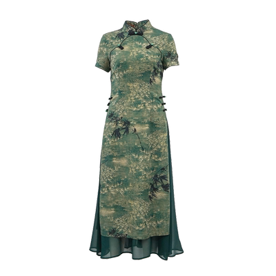 夏季新款国风改良奥黛连衣裙