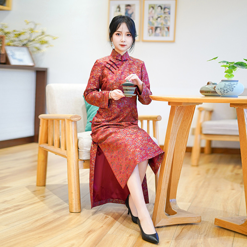 如意风春季新款民国复古改良旗袍新中式优雅气质中长款旗袍25R523