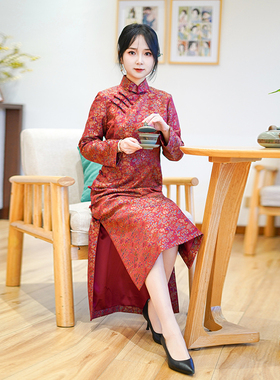 如意风春季新款民国复古改良旗袍新中式优雅气质中长款旗袍25R523