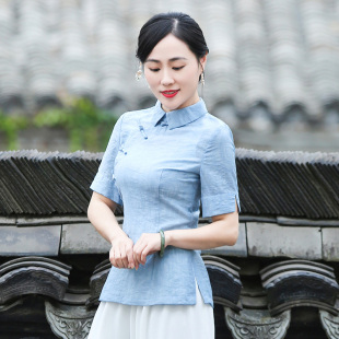 如意风唐装女中国风夏季改良素衣盘扣上衣高端复古中式禅意女装