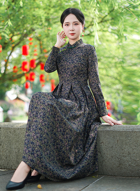 如意风秋季新款复古新中式改良旗袍高端大气修身显瘦旗袍女25R608