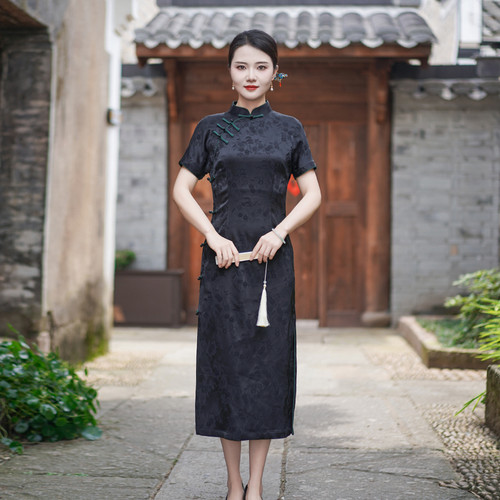 如意风夏季新款民国复古改良旗袍裙女新中式优雅气质款旗袍24R616