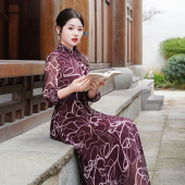 旗袍长裙26R215 日常可穿显瘦复古民国大小姐风中式 如意风春季 新款