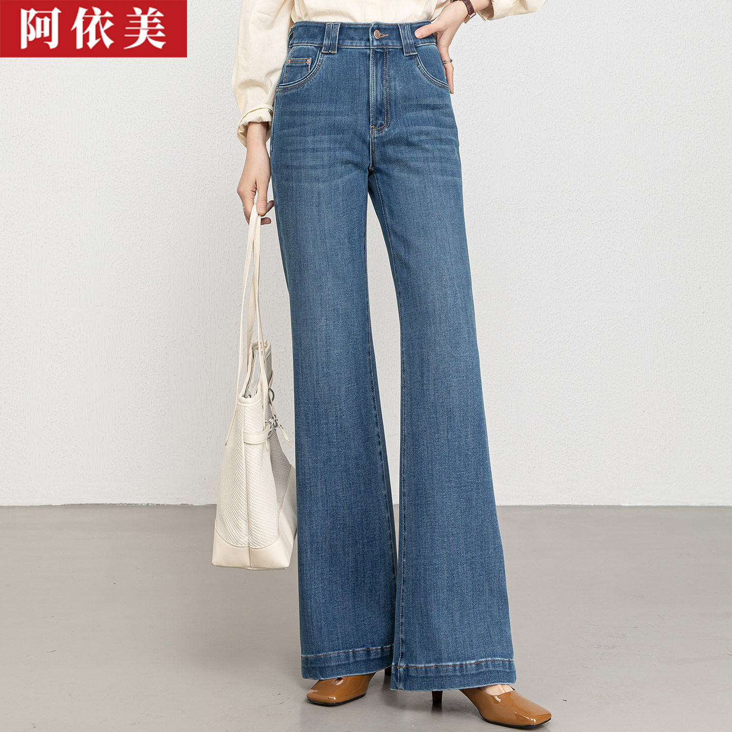 天丝棉牛仔微喇裤女薄2026春夏季新款显瘦高腰直筒喇叭休闲长裤子