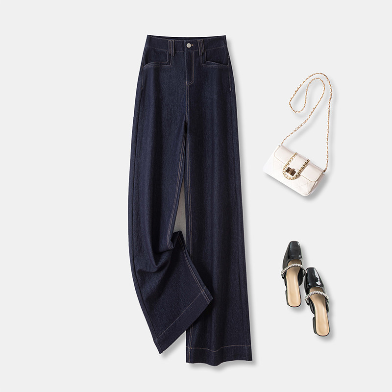 牛仔微喇裤女2026春秋季新款垂感显瘦弹力高腰大码直筒喇叭长裤子