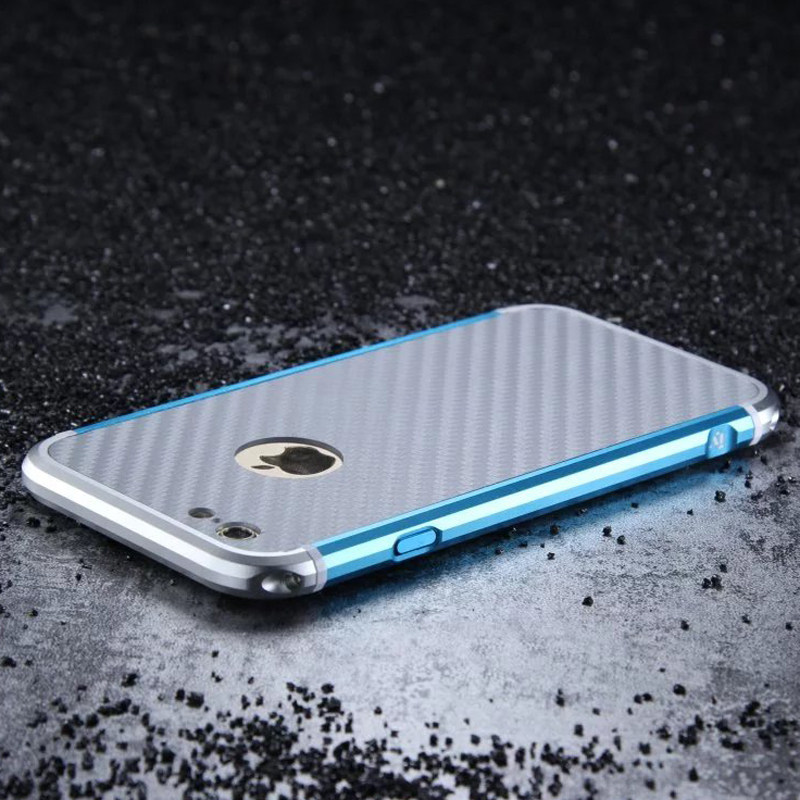 iy Rainbow Aluminum Metal Bumper Carbon Fiber Back Cover Case for Apple iPhone 6S Plus/6 Plus & iPhone 6S/6