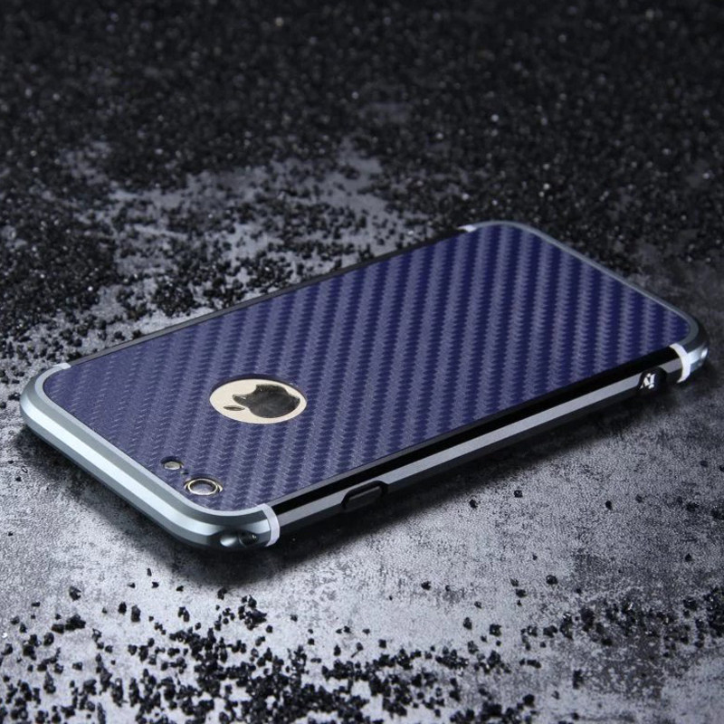 iy Rainbow Aluminum Metal Bumper Carbon Fiber Back Cover Case for Apple iPhone 6S Plus/6 Plus & iPhone 6S/6