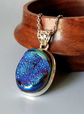 璀璨星空欧美原矿宝石现货银吊坠