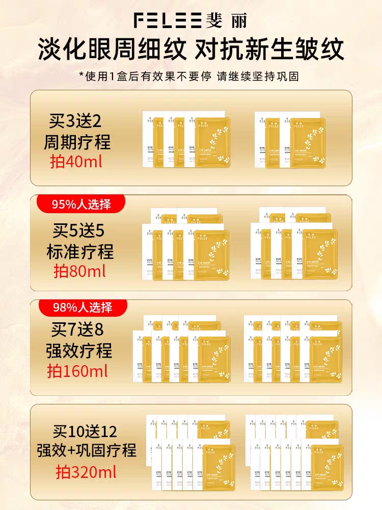 【燕窝酵母精华眼膜贴】告别眼圈眼袋眼角细纹 抗初老神器买5送5