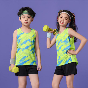 定制儿童小学生田径比赛服套装男女马拉松跑步背心运动员训练服