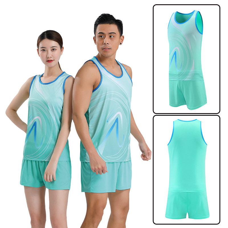 定制对克田径服套装男夏季运动训练服平角防走光短裤运动比赛服图片