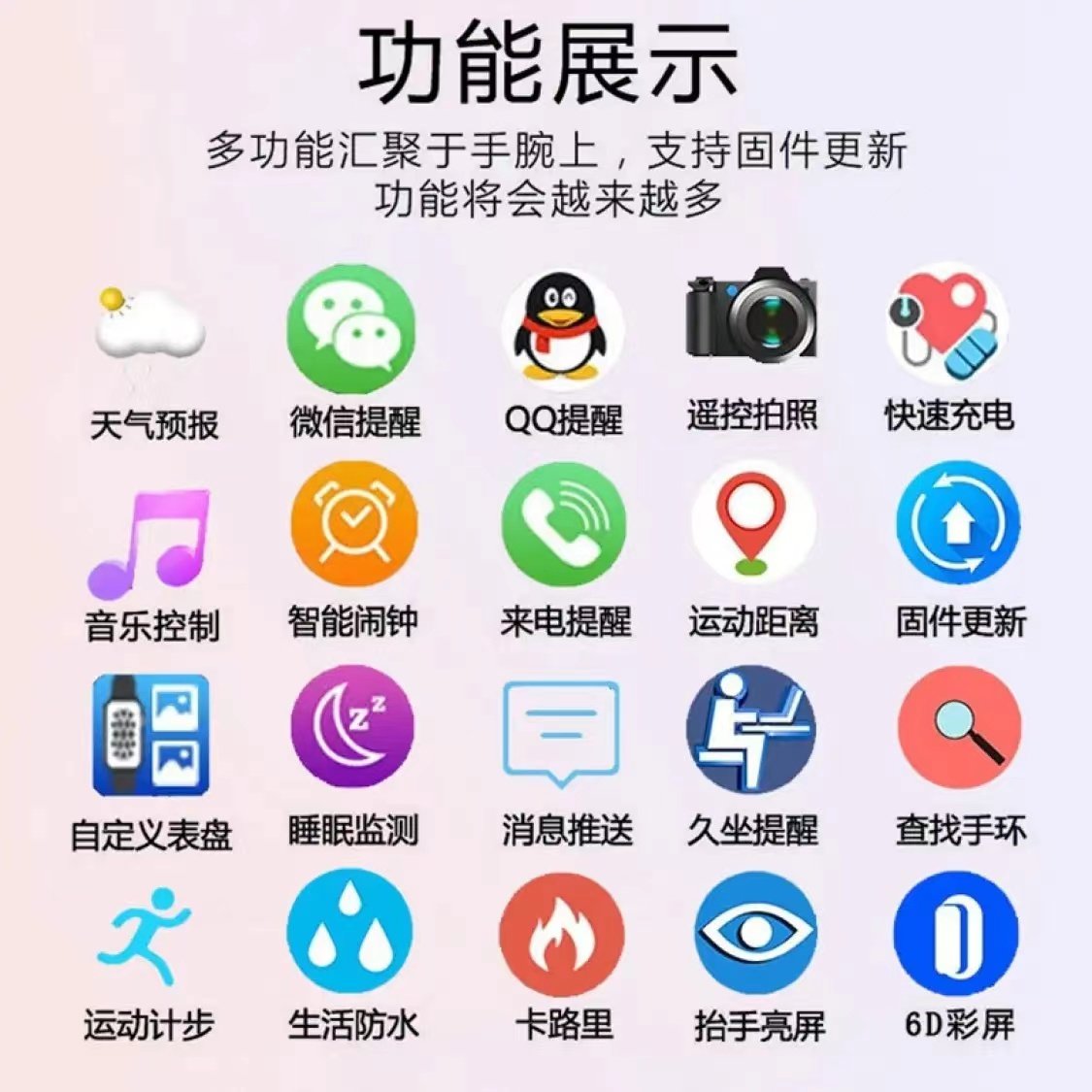 안드로이드 IOS 휴대 전화 스마트 팔찌에 적합 화이트 커플 다기능 블루투스 보수계 알람 시계 방수 시계