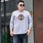 男装 春秋薄款 t恤加肥加大胖子肥佬纯棉体恤打底衫 男长袖 秋衣 大码