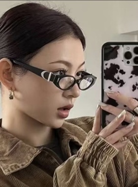 欧美法式黑框眼镜凹造型猫眼小框