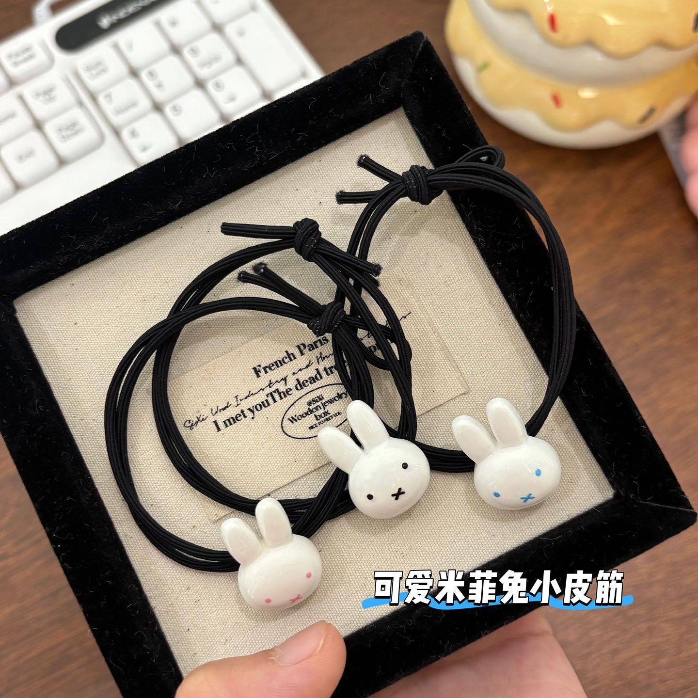 日韩卡通兔子头绳可爱甜美百搭少女心扎头发橡皮筋发绳简约发圈女