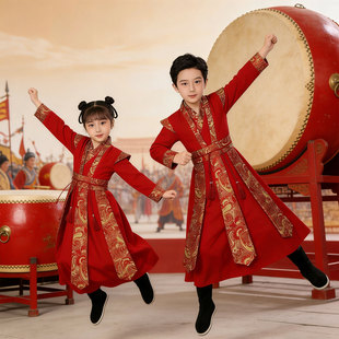 起运战鼓舞军民大生产起势马踏山河万马奔腾敲打鼓舞蹈演出服学生