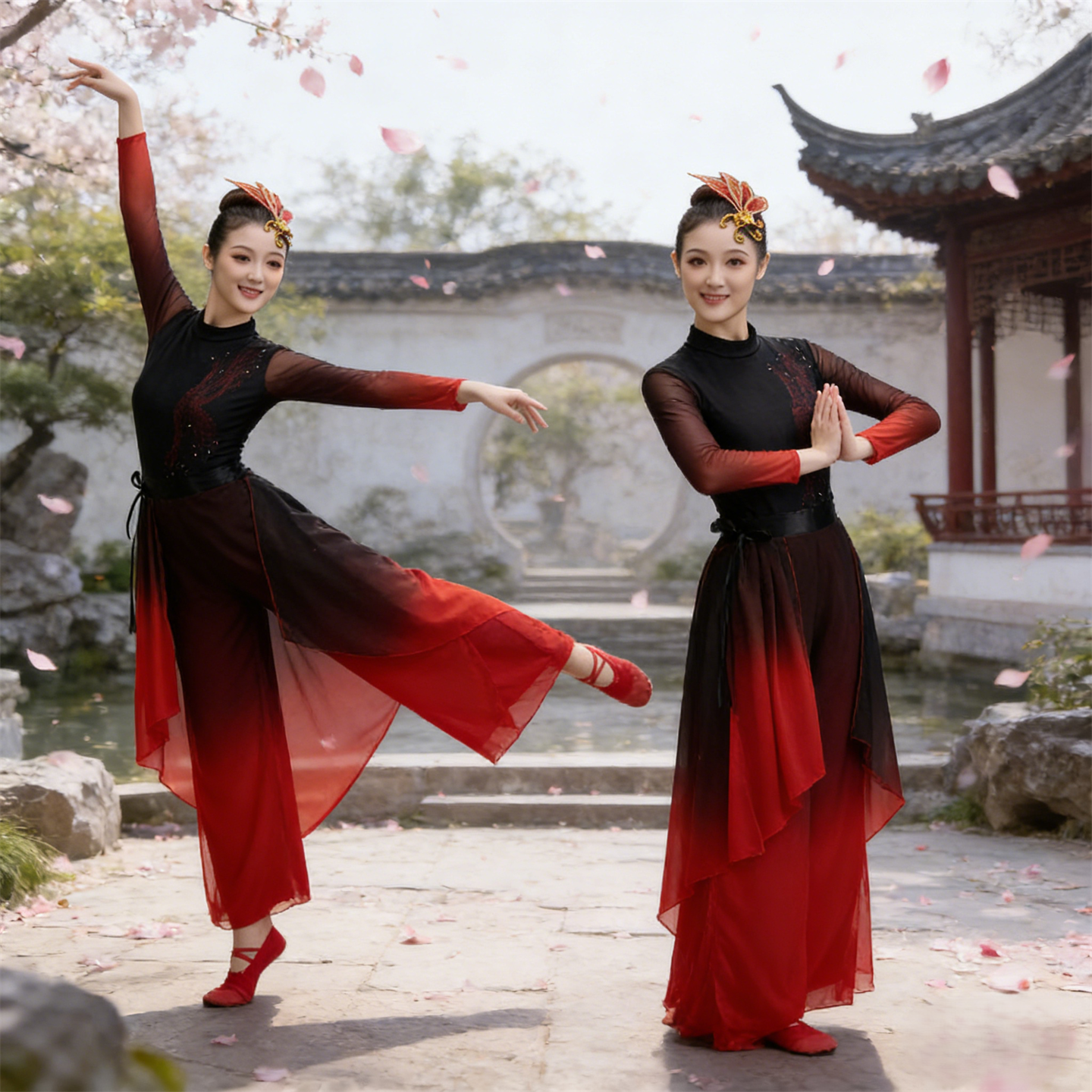 大花轿月满西楼别序舞蹈演出服女中国风飘逸青丝赤岭中国风古典舞