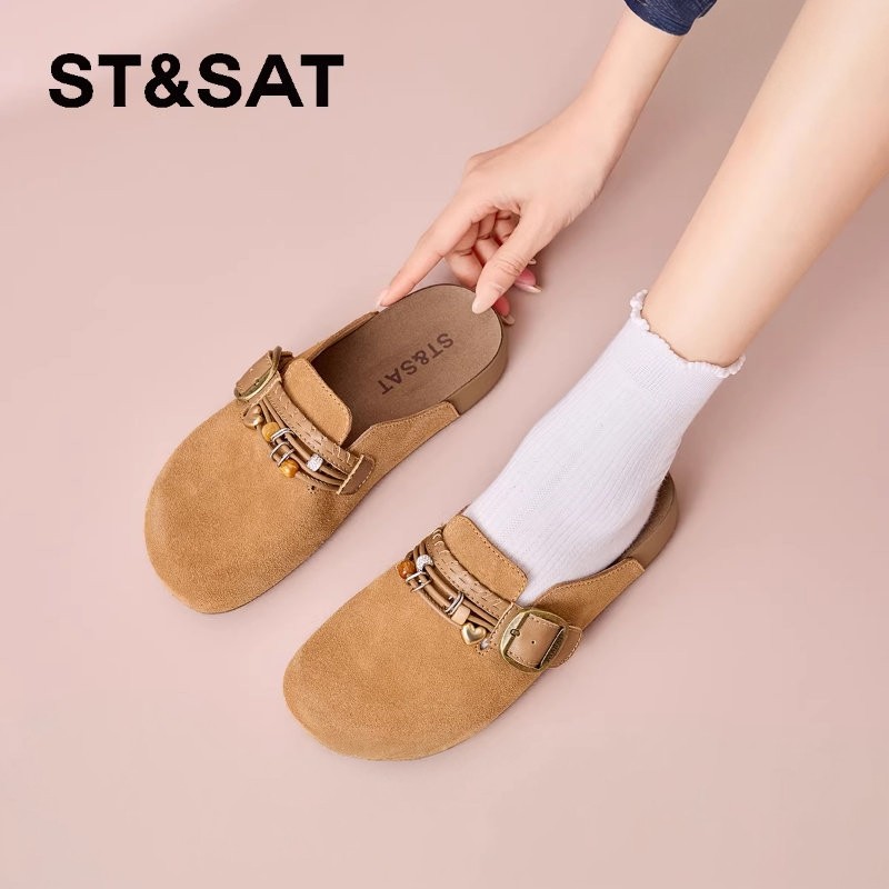 星期六一脚蹬复古勃肯鞋半拖2026春季新款包头平百搭休闲单鞋女鞋,女鞋,勃肯鞋/软木鞋,淘宝优惠券,粉丝福利购,淘宝优惠卷