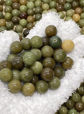 缅甸老料15mm圆珠抹茶饼干散珠菩提根绕指柔菩提手串文玩佛珠饰品