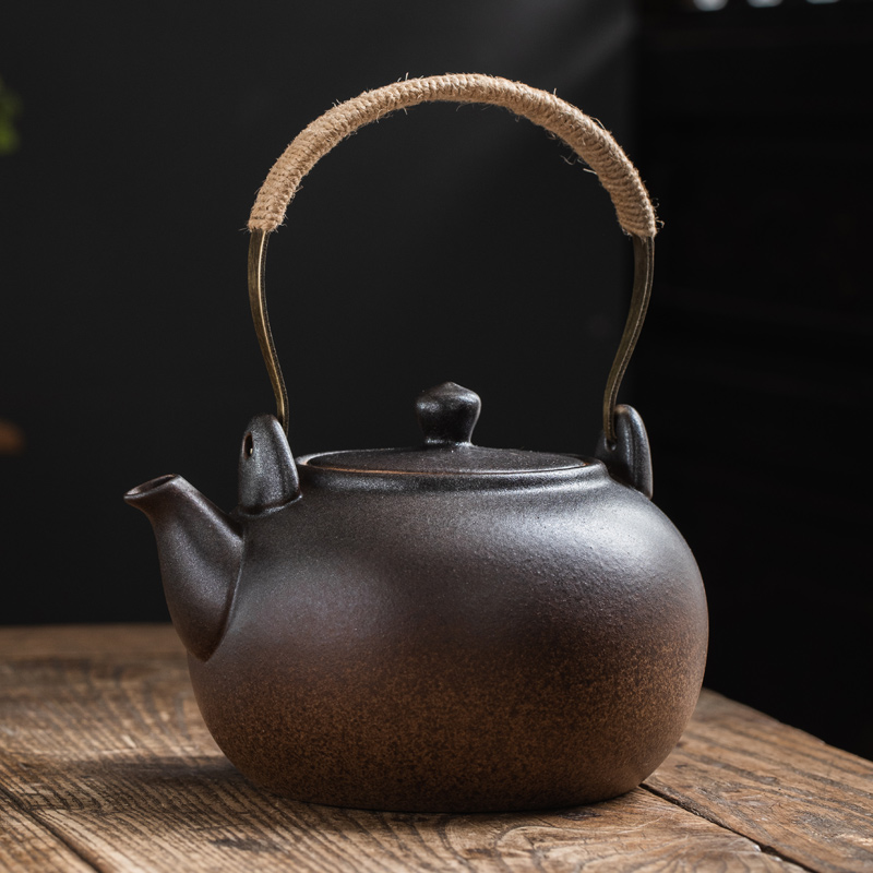 复古日式陶瓷烧水壶提梁煮茶壶电陶炉电热白茶黑茶普洱养生壶单个 餐饮具 茶壶 原图主图