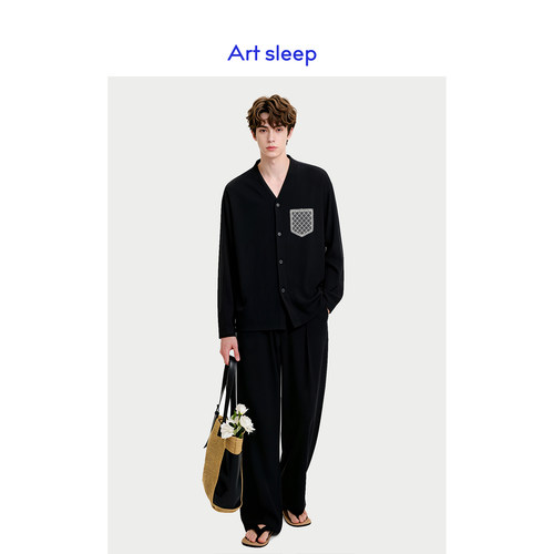 Art sleep「蕾丝口袋」超柔软睡衣男款秋季长袖设计感可外穿套装