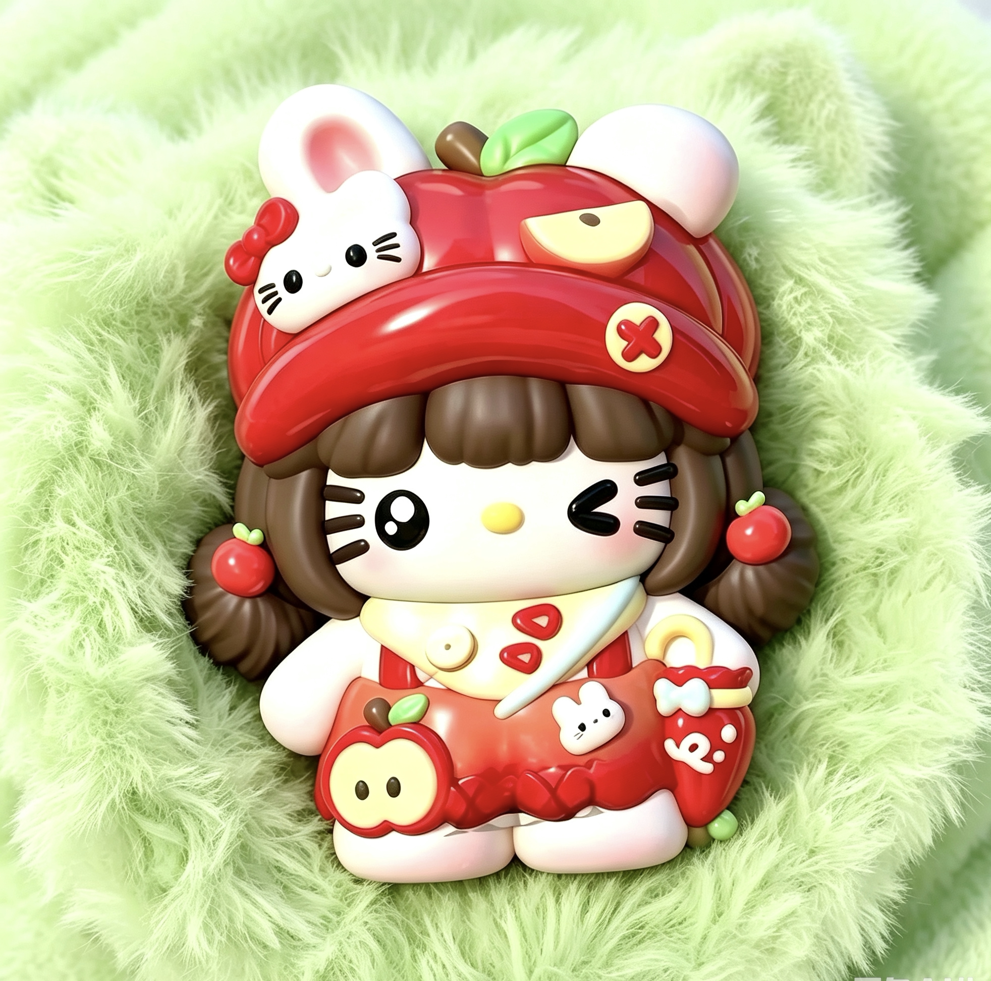 DIY兔子苹果kt猫玩具模具彩绘石膏娃娃乳胶立体磨具卡通3D手绘夜