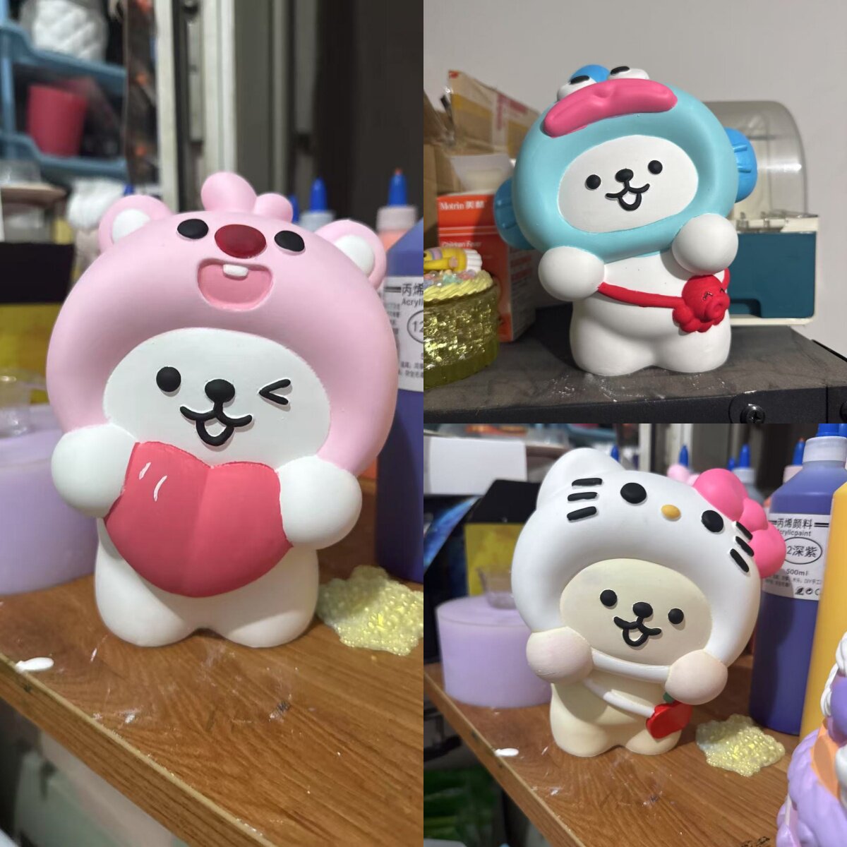 爆款DIY海狸线条狗KT涂鸦模具彩绘石膏娃娃乳胶立体磨具手绘儿童