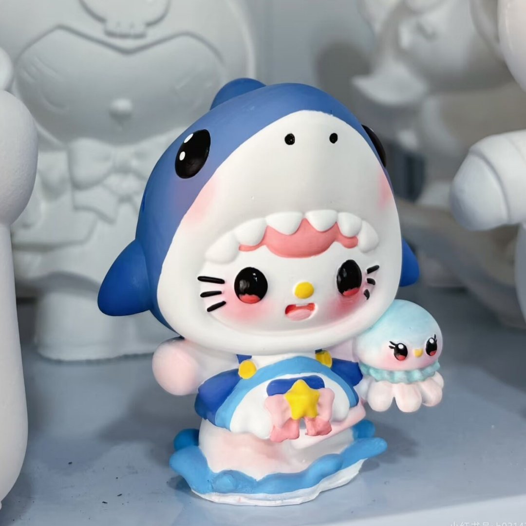 爆款DIY鲨鱼KT猫涂鸦模具彩绘石膏娃娃乳胶立体磨具卡通摆摊手绘,玩具/童车/益智/积木/模型,白模填色/模具彩绘/石膏娃娃,淘宝优惠券,粉丝福利购,淘宝优惠卷