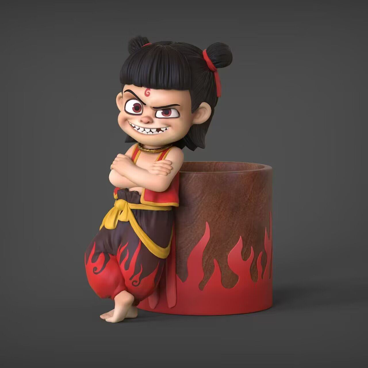 爆款魔童哪吒笔筒手绘工新款涂鸦模具彩绘石膏娃娃乳胶立体磨具