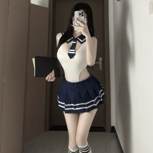 性感纯欲蓝白学院JK百褶裙水手制服cos角色扮演清纯小胸晴趣qqny