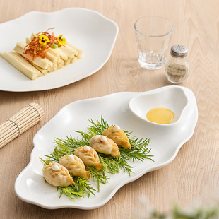 陶瓷盘子家用创意子带醋碟酒店菜盘子母盘白灼虾盘带蘸料碟