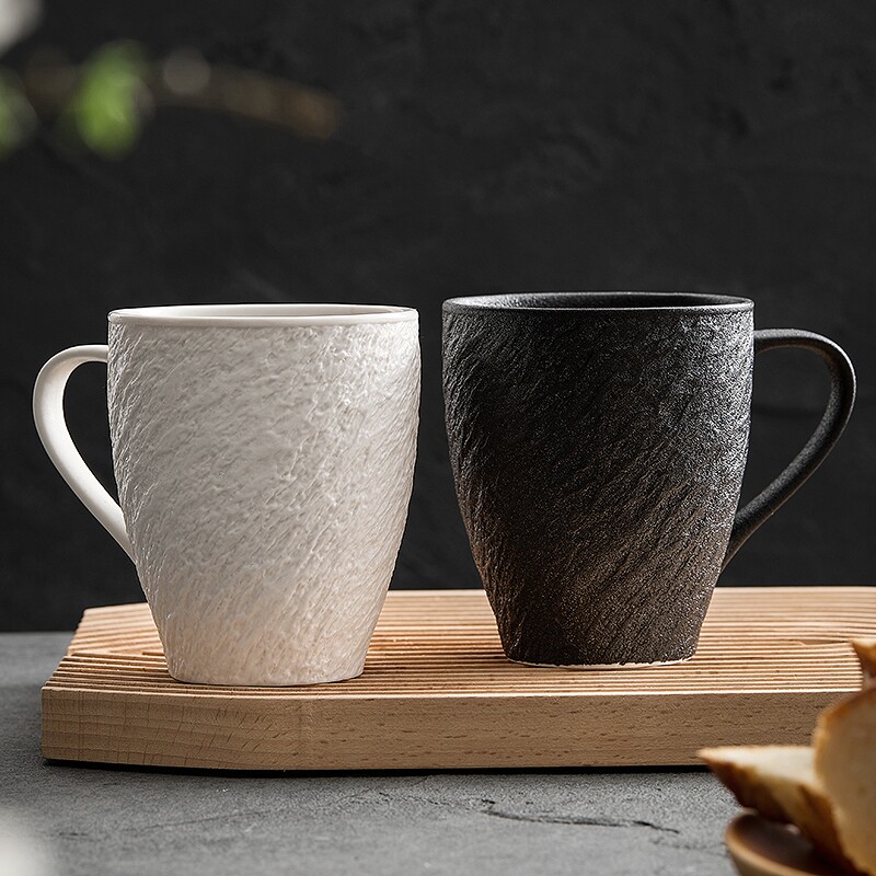 创意岩石纹马克杯早餐杯情侣家用陶瓷水杯小众杯子办公室咖啡杯