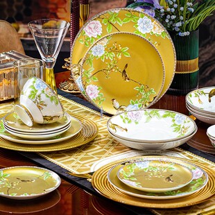 自选琴瑟和鸣散件景德镇饺子盘中式饭碗碟骨瓷微波炉乔迁新婚餐具