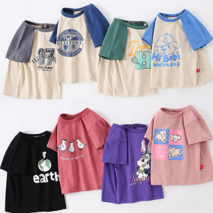 男童女童纯棉上衣宝宝卡通印花圆领打底衫 新款 T恤夏季 儿童短袖