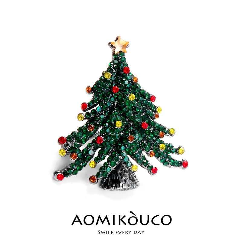 奢华镶钻圣诞树胸针圣诞节日别针