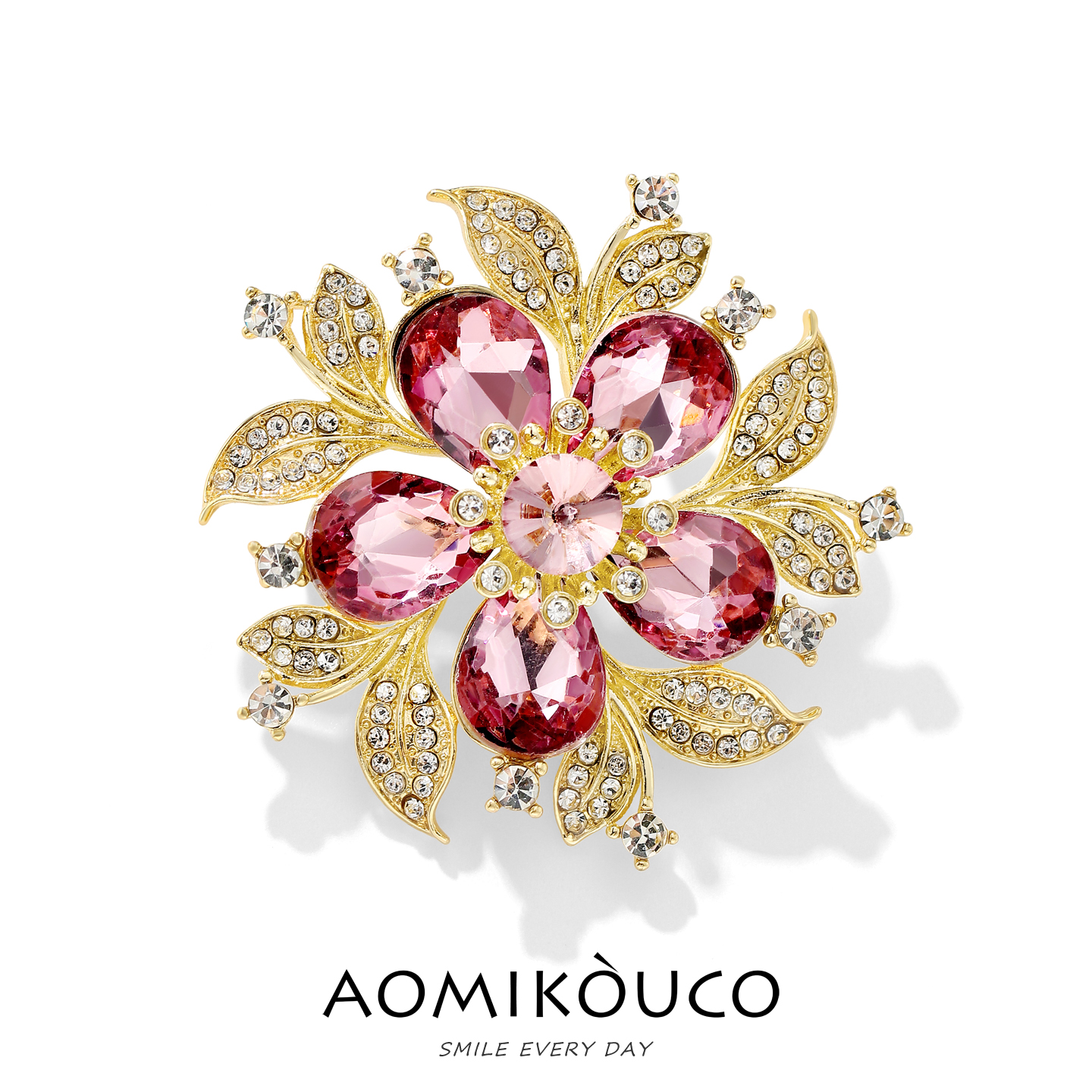 法国奥地利水晶花朵胸针女高档轻奢饰品欧美复古胸花别针西装配饰