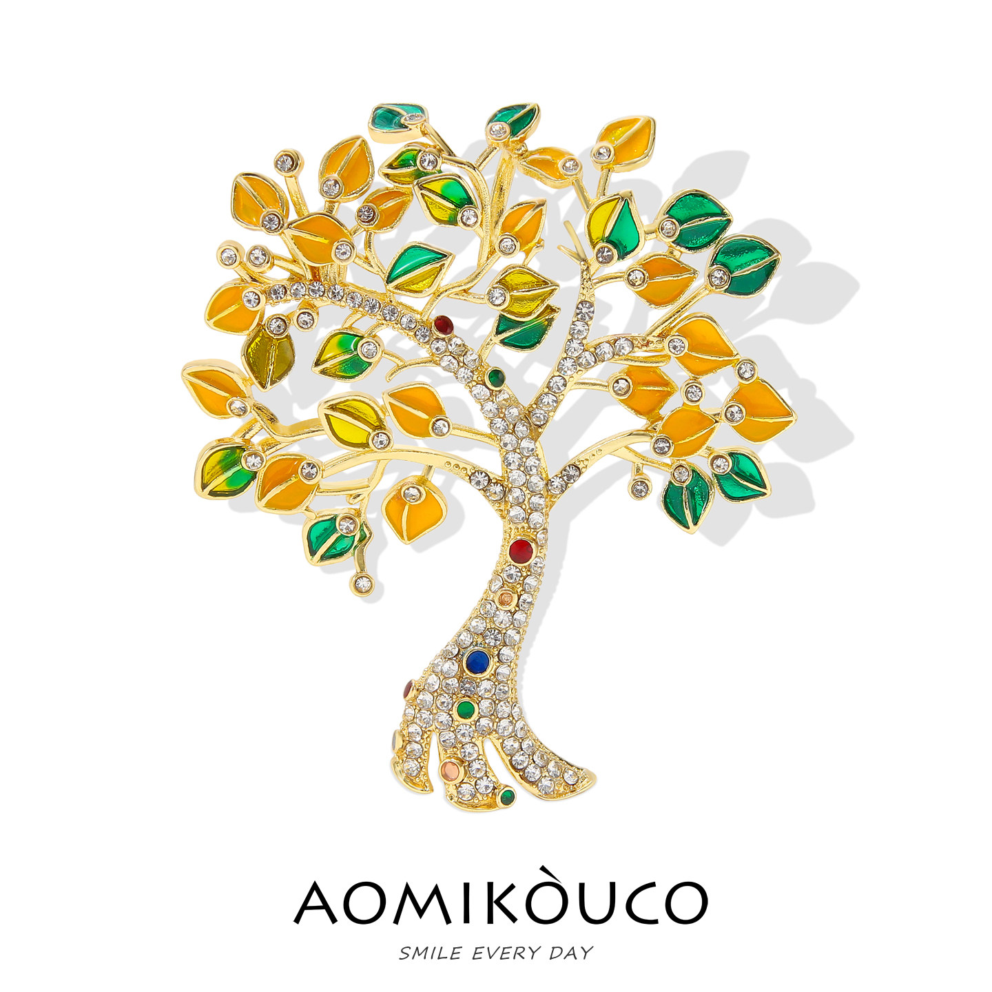 法国永恒秘语年轮发财树胸针女典雅复古配饰领针时尚精致胸花配饰