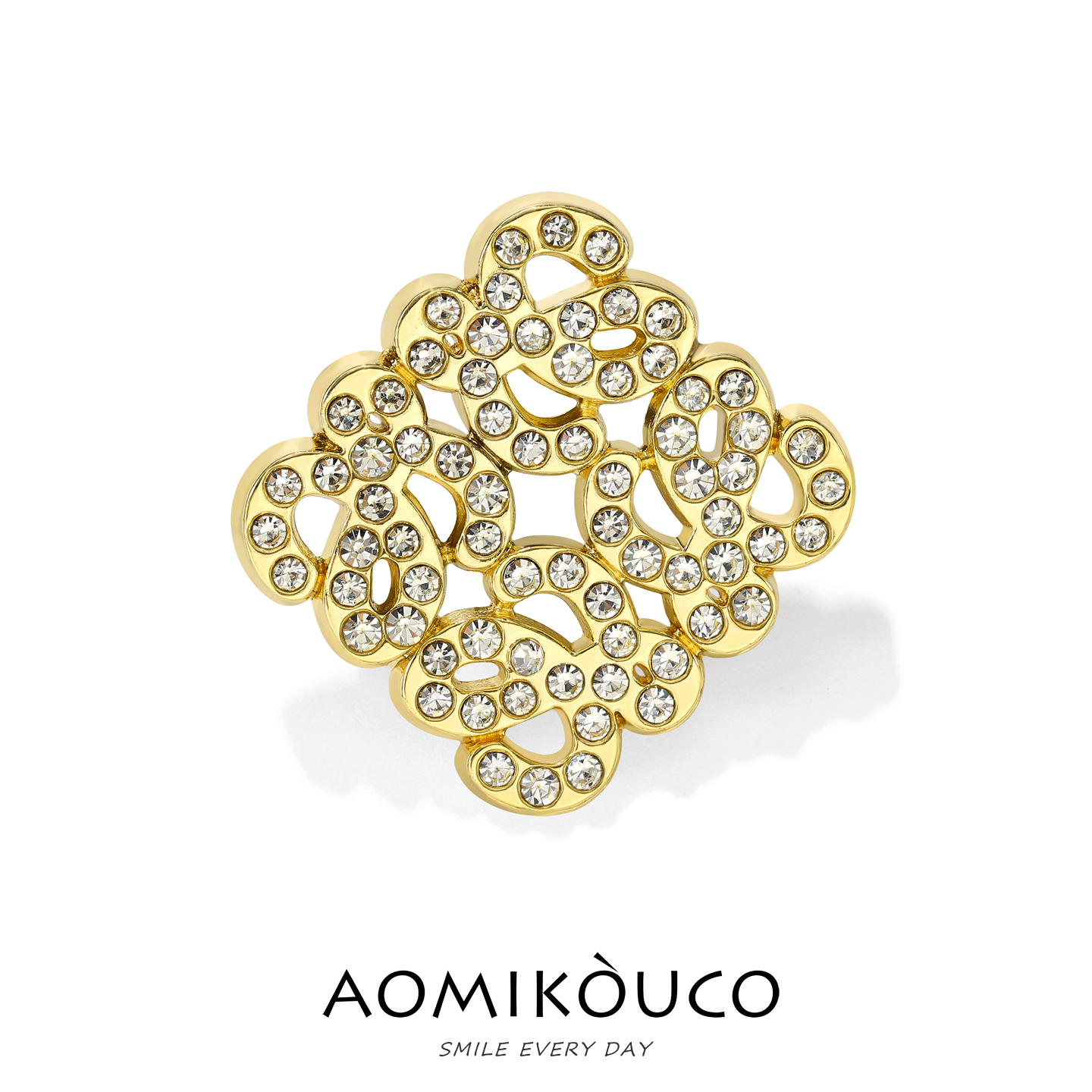 高级满钻罗家几何镂空胸针防走光