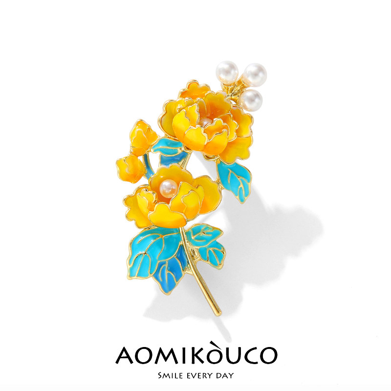 复古国风珐琅彩牡丹花胸针高端精致时尚珍珠别针中式汉服旗袍配饰,饰品/流行首饰/时尚饰品新,胸针,淘宝优惠券,粉丝福利购,淘宝优惠卷