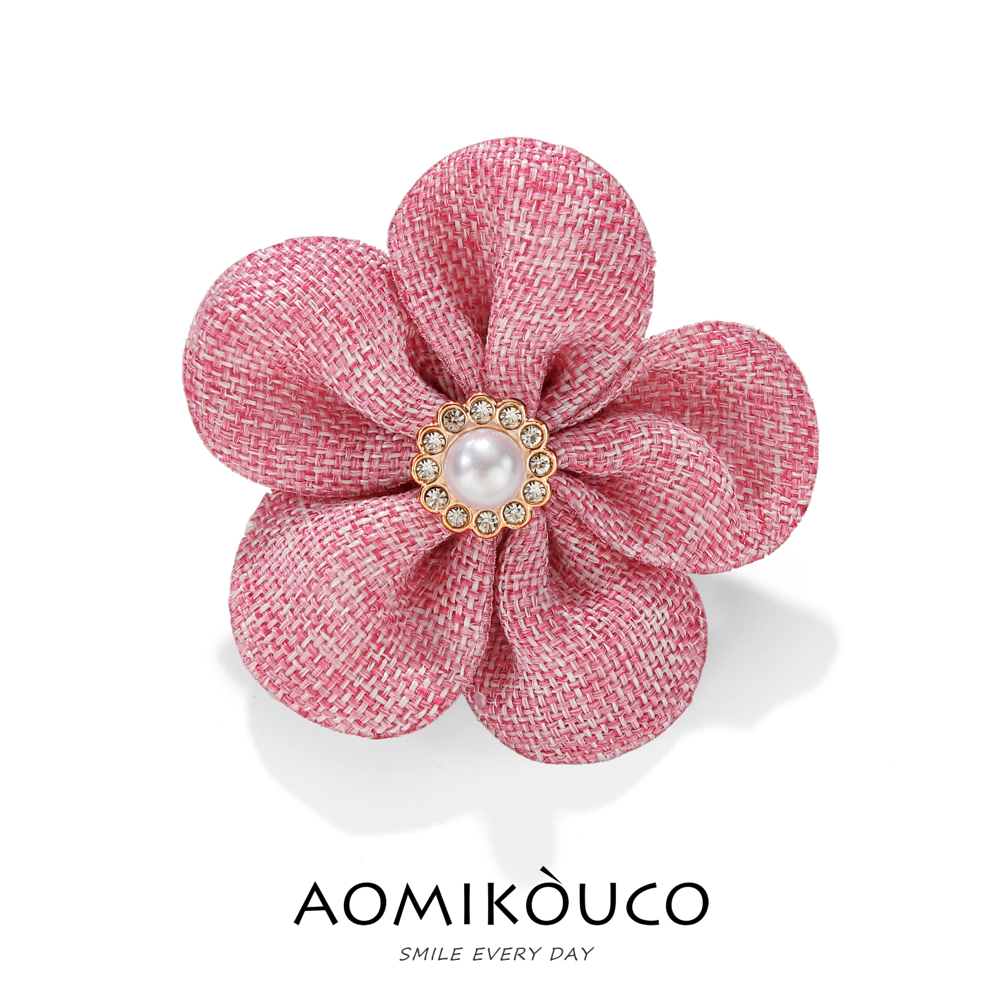 麻绳手工编织布艺花朵胸针高级感轻奢珍珠别针高档气质连衣裙配饰